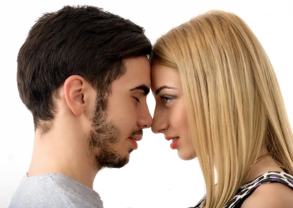 Young couple in love isolated on white background — Stock Photo, Image