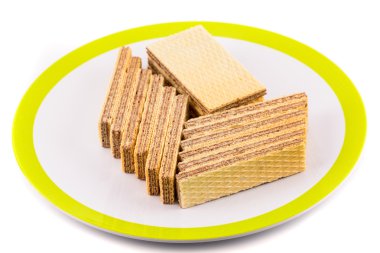 gofret plaka beyaz arka plan üzerinde sopa