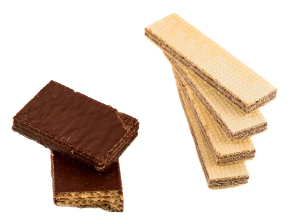 Obleas con chocolate sobre fondo blanco —  Fotos de Stock