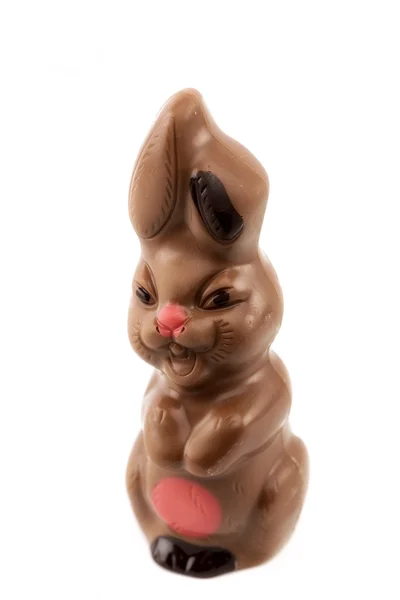 Conejo de chocolate de Pascua sobre fondo blanco —  Fotos de Stock