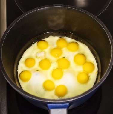 Pan kızarmış bıldırcın yumurtası