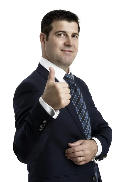 Businessman showing OK gesture. Isolated on white — Stock Photo, Image