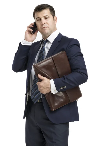 Businessman is calling isolated on white background — Stock Photo, Image