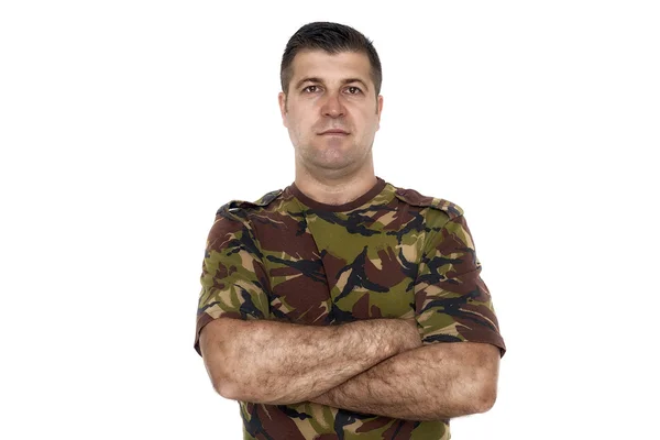 Military serviceman with his arms crossed — Stock Photo, Image