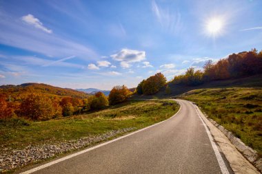 Gündüzleri sonbaharda bir yol manzarası