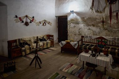 Hunedoara, Romania. January 8-2022. Corvinilor Castle, also called Huniazilor Castle. Is the medieval fortress of Hunedoara, one of the most important monuments of Gothic architecture in Romania.