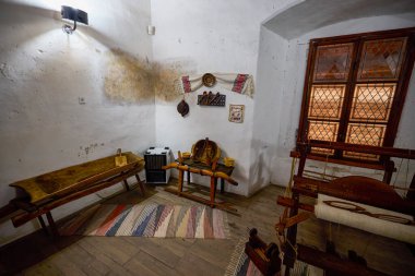 Hunedoara, Romania. January 8-2022. Corvinilor Castle, also called Huniazilor Castle. Is the medieval fortress of Hunedoara, one of the most important monuments of Gothic architecture in Romania.