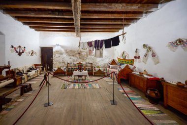 Hunedoara, Romania. January 8-2022. Corvinilor Castle, also called Huniazilor Castle. Is the medieval fortress of Hunedoara, one of the most important monuments of Gothic architecture in Romania.