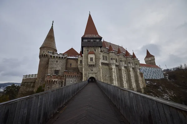 Hunedoara Romania January 2022 Corvinilor Castle Also Called Huniazilor Castle — Fotografia de Stock