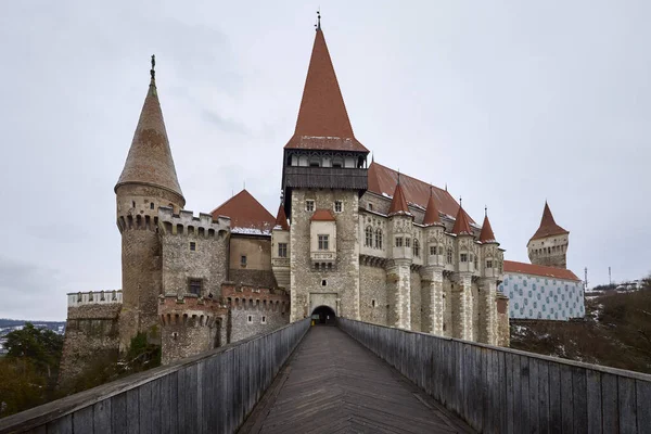 Hunedoara Romania January 2022 Corvinilor Castle Also Called Huniazilor Castle — Fotografia de Stock