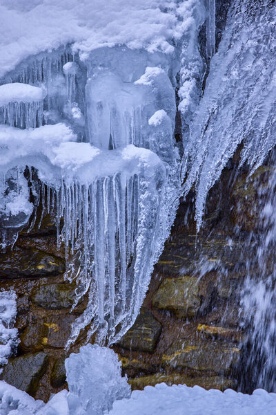 winter images with a mountain river. idyllic landscape