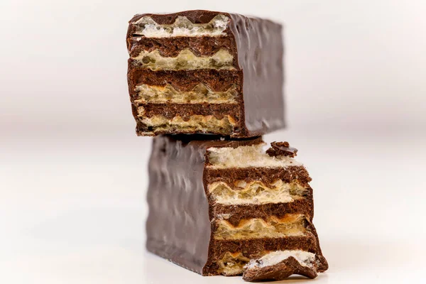 Cerrar Con Oblea Chocolate Una Mesa —  Fotos de Stock
