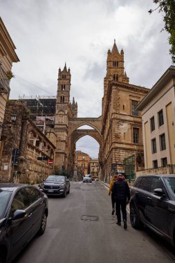 Palermo, Sicilya İtalya Mart-19-2022. Kentin turistik merkezli görüntüleri.