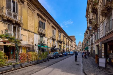 Katanya, Sicilya İtalya Mart-20-2022. Kentin turistik merkezli görüntüleri.