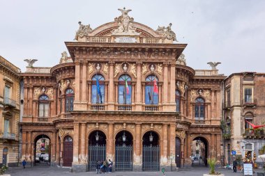 Katanya, Sicilya İtalya Mart-20-2022. Kentin turistik merkezli görüntüleri.