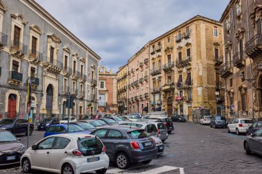 Katanya, Sicilya İtalya Mart-20-2022. Kentin turistik merkezli görüntüleri.