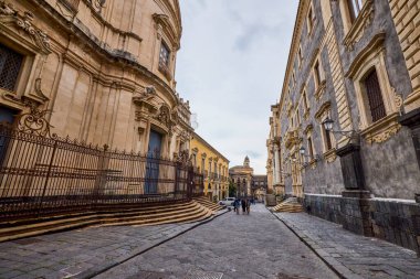 Katanya, Sicilya İtalya Mart-20-2022. Kentin turistik merkezli görüntüleri.