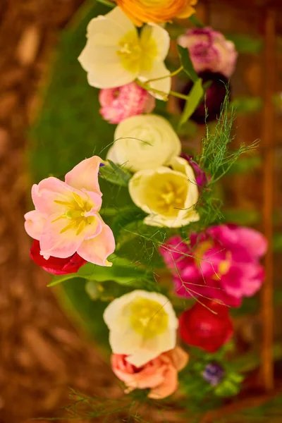 Beau Fond Abstrait Avec Des Fleurs Flou Dof — Photo