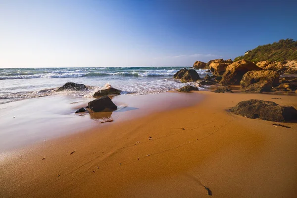 Beautiful Landscape Brown Sandy Beach Malta — Stock fotografie