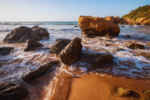 Beautiful Landscape Brown Sandy Beach Malta — Zdjęcie stockowe
