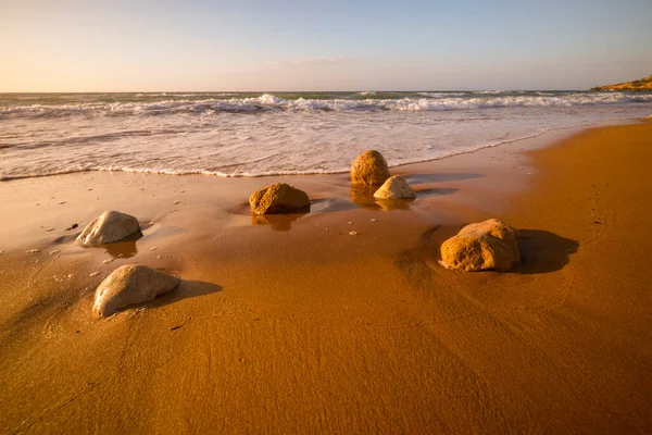Beautiful Landscape Brown Sandy Beach Malta — Zdjęcie stockowe