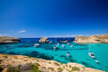 Comino, Malta 11 JUL 2022. Images of the Famous Blue Lagoon. Malta.