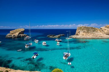 Comino, Malta 11 JUL 2022. Images of the Famous Blue Lagoon. Malta.