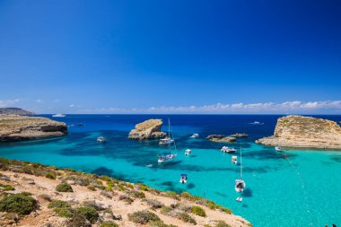 Comino, Malta 11 JUL 2022. Images of the Famous Blue Lagoon. Malta.