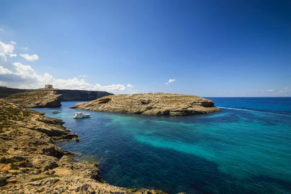 Comino Málta Jul 2022 Képek Híres Kék Lagúnáról Málta — Stock Fotó