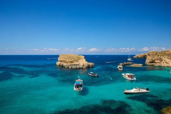 Comino Málta Jul 2022 Képek Híres Kék Lagúnáról Málta — Stock Fotó