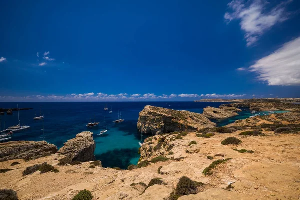 Comino Málta Jul 2022 Képek Híres Kék Lagúnáról Málta — Stock Fotó