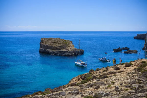 Comino Málta Jul 2022 Képek Híres Kék Lagúnáról Málta — Stock Fotó