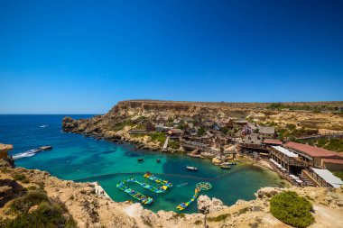 Popeye Village, Malta - July 9, 2022: Images of Popeye Village. Popeye Village is one of the most popular tourist attractions in Malta.