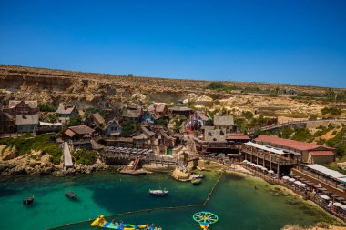 Popeye Village, Malta - July 9, 2022: Images of Popeye Village. Popeye Village is one of the most popular tourist attractions in Malta.