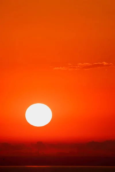 Red Sunrise Reflected Water Summer Day — Zdjęcie stockowe