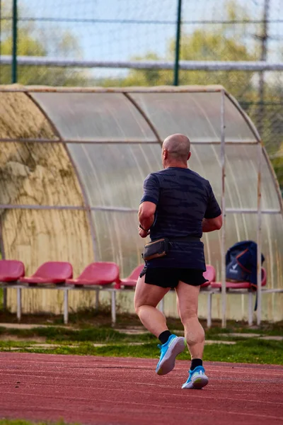 Man Running Running Track — Stock Photo, Image