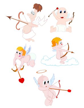 karikatür cupids Sevgililer vektör