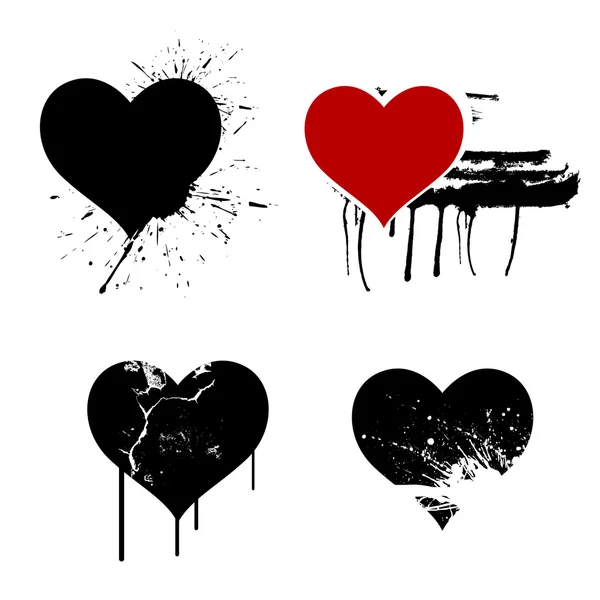 Grunge Vector Corazones — Vector de stock