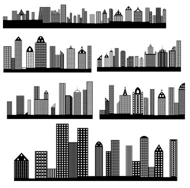 Retro silüetini cityscapes vektörler