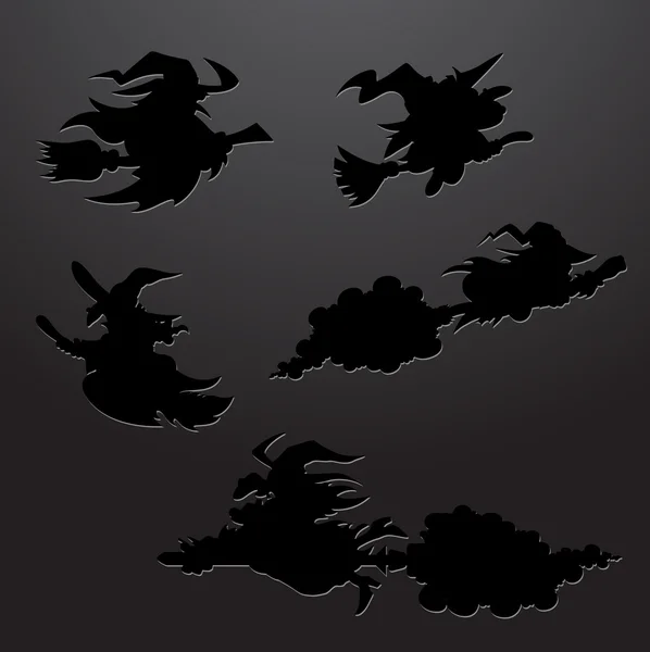 Cartoon Witch Silhouettes — Stock Vector