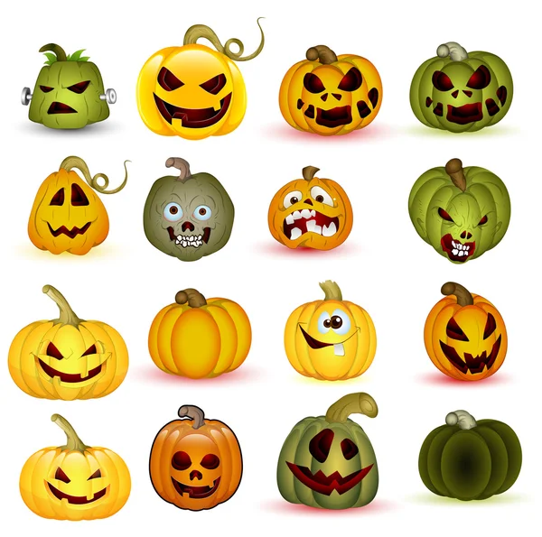 Cartoon halloween pompoenen — Stockvector