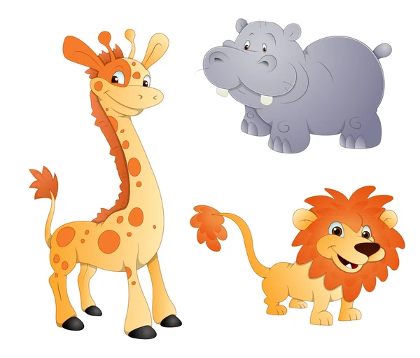Animals Vectors - Lion, Giraffe and Rhino — Stock Vector