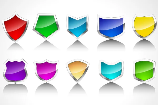 Glossy Shields Vector Icons — Stock Vector