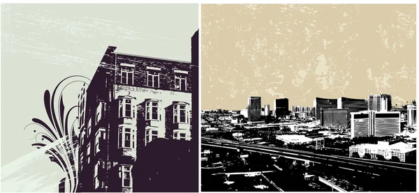Paisajes urbanos y vectores urbanos — Archivo Imágenes Vectoriales