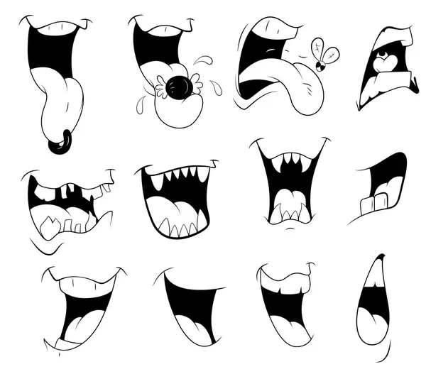 Mouths cartoons Outlined cartoon mouths — Stock Vector © yayayoyo