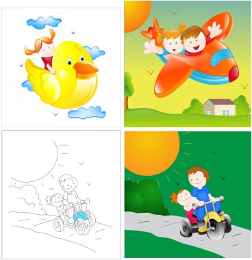 vektör çizimler oynayan çocuklar