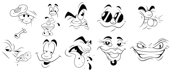 Vectores de impresiones faciales de dibujos animados — Vector de stock