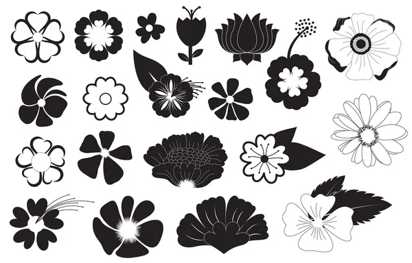 Flores Siluetas Vectores — Vector de stock