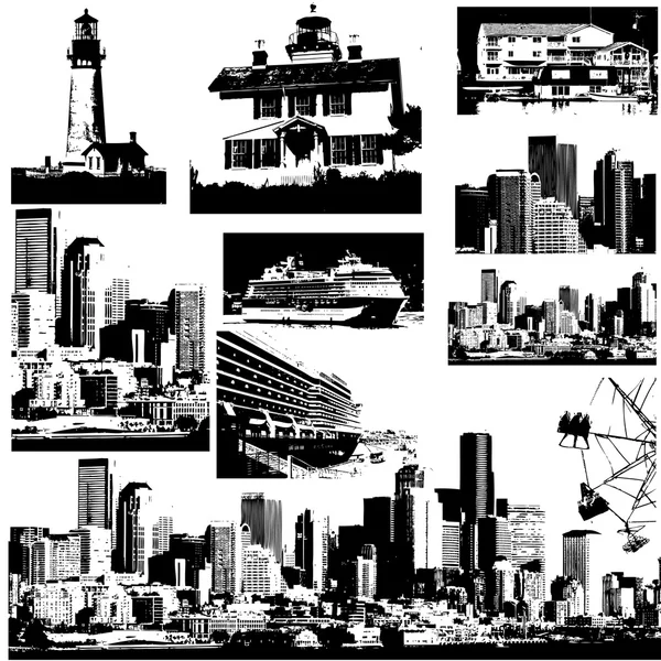 Bâtiments urbains Modèles vectoriels — Image vectorielle