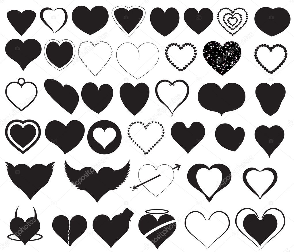 Hearts Silhouettes Vectors